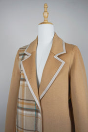WWC-8401 Camel & Check Chic Style Wool Coat