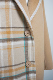 WWC-8401 Camel & Check Chic Style Wool Coat
