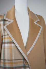WWC-8401 Camel & Check Chic Style Wool Coat