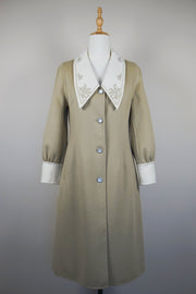 WWC-60046 Light Green Embroidered Wool Coat