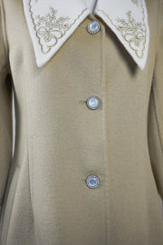 WWC-60046 Light Green Embroidered Wool Coat