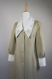 WWC-60046 Light Green Embroidered Wool Coat