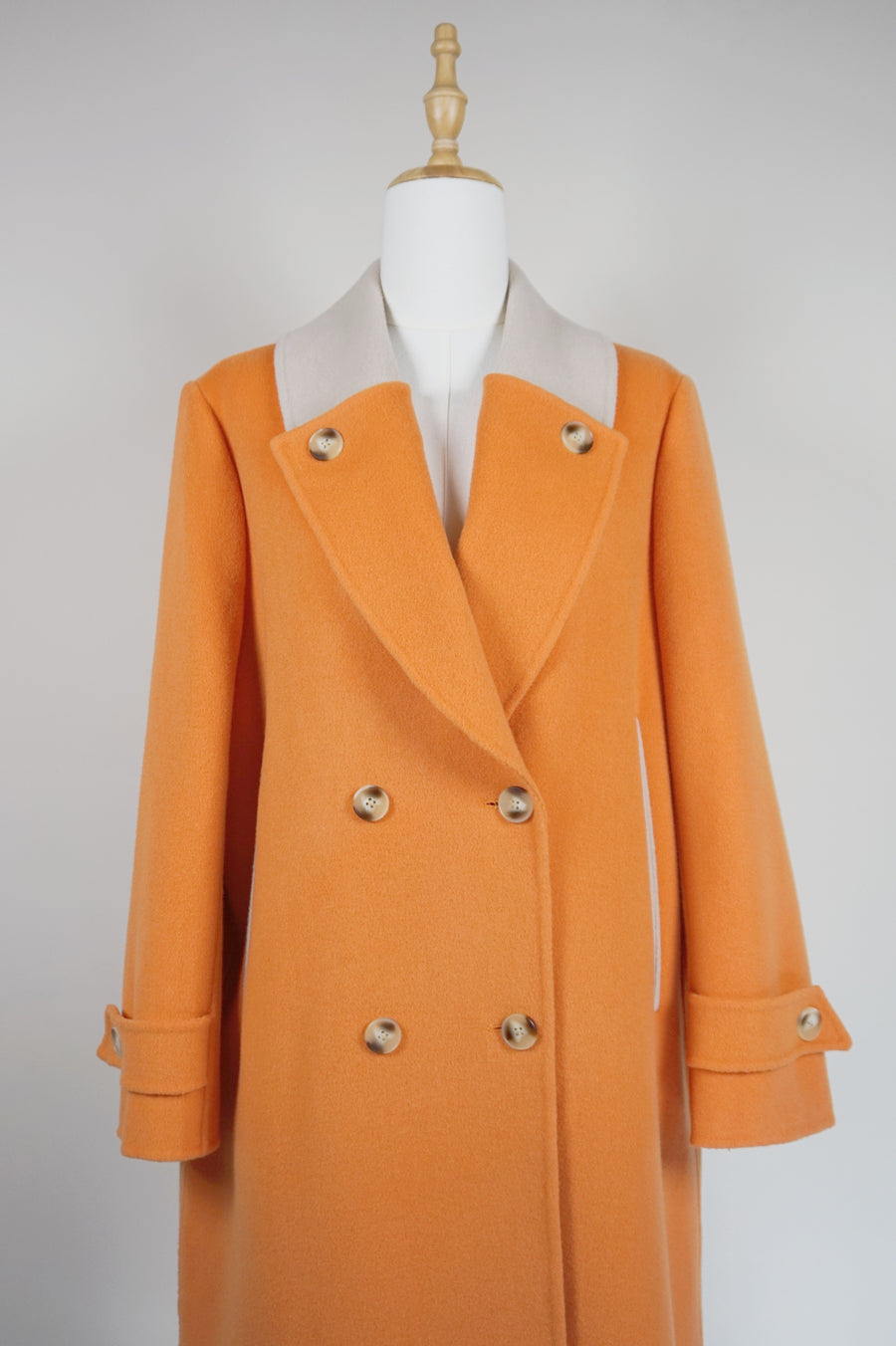 WWC-8216 Orange & Beige Casual Style Wool Coat