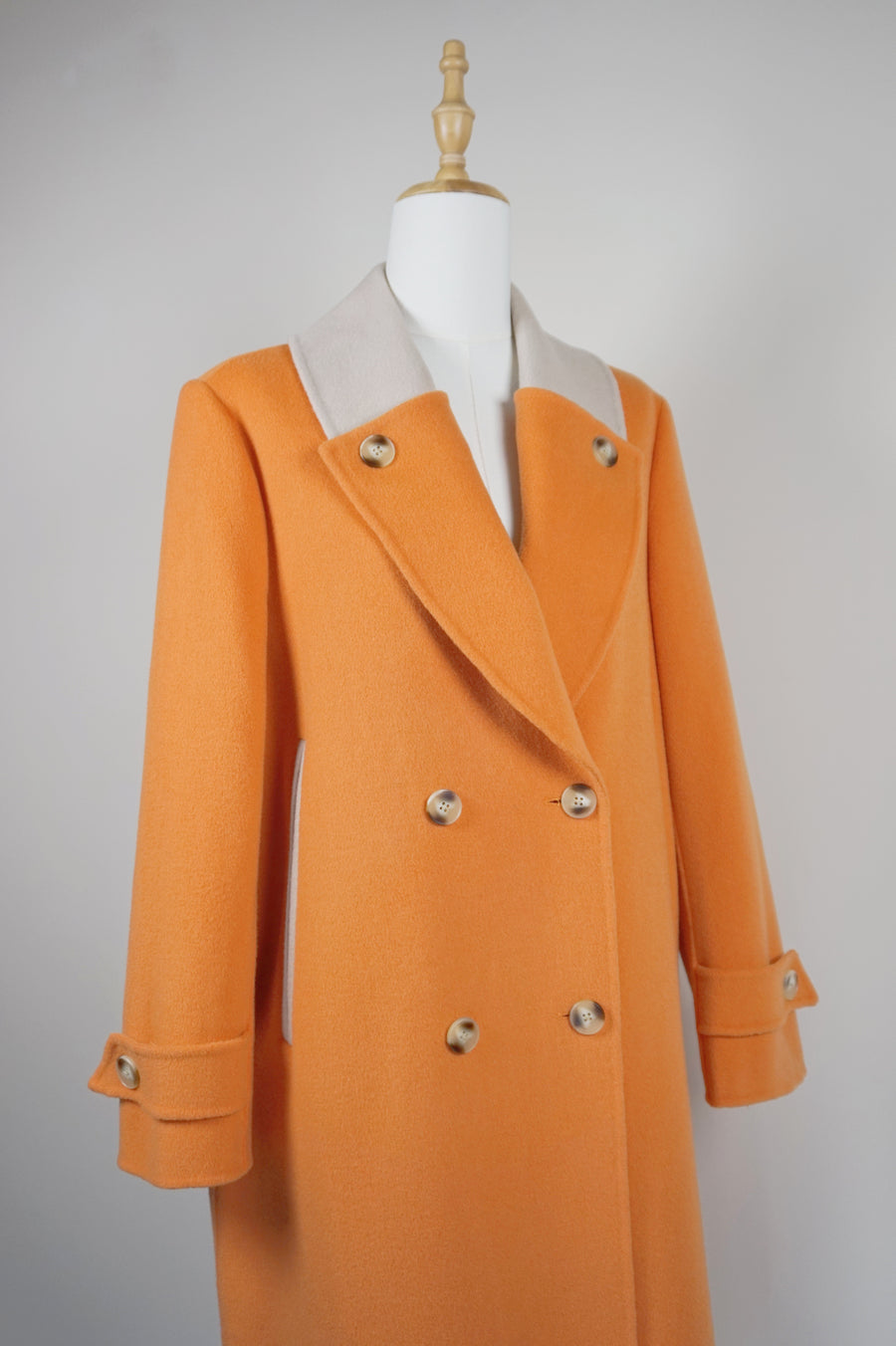 WWC-8216 Orange & Beige Casual Style Wool Coat