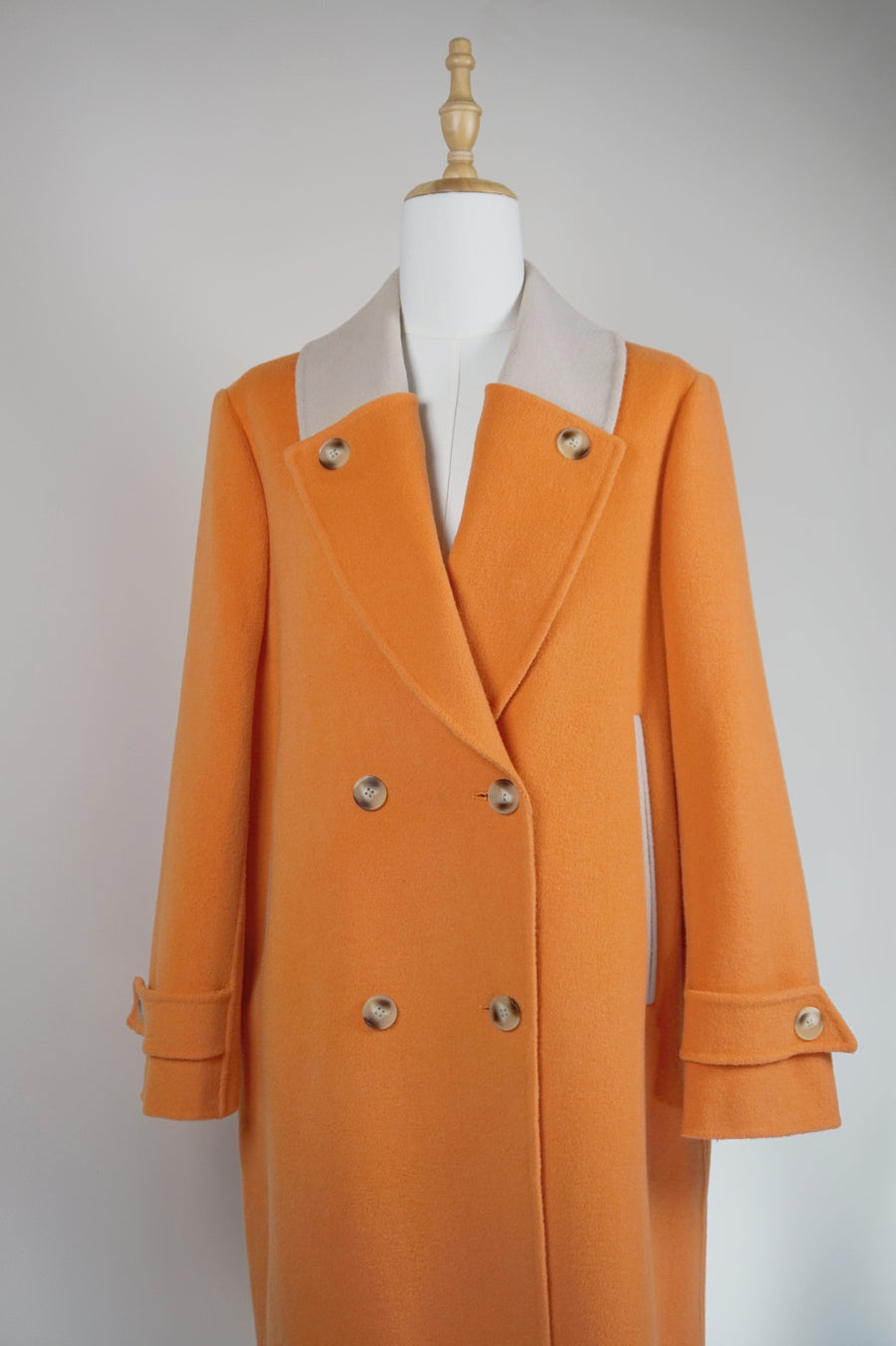 WWC-8216 Orange & Beige Casual Style Wool Coat
