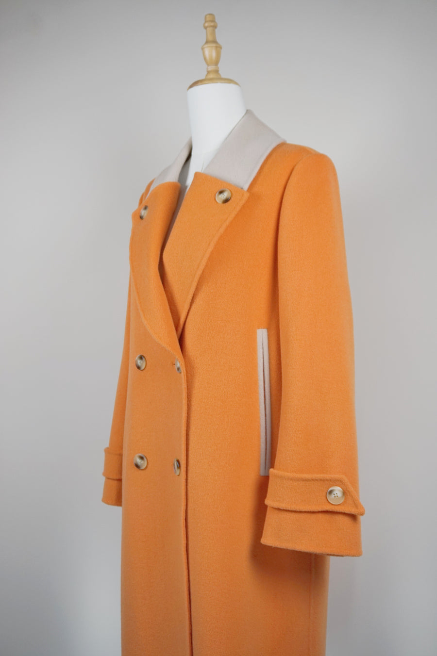 WWC-8216 Orange & Beige Casual Style Wool Coat