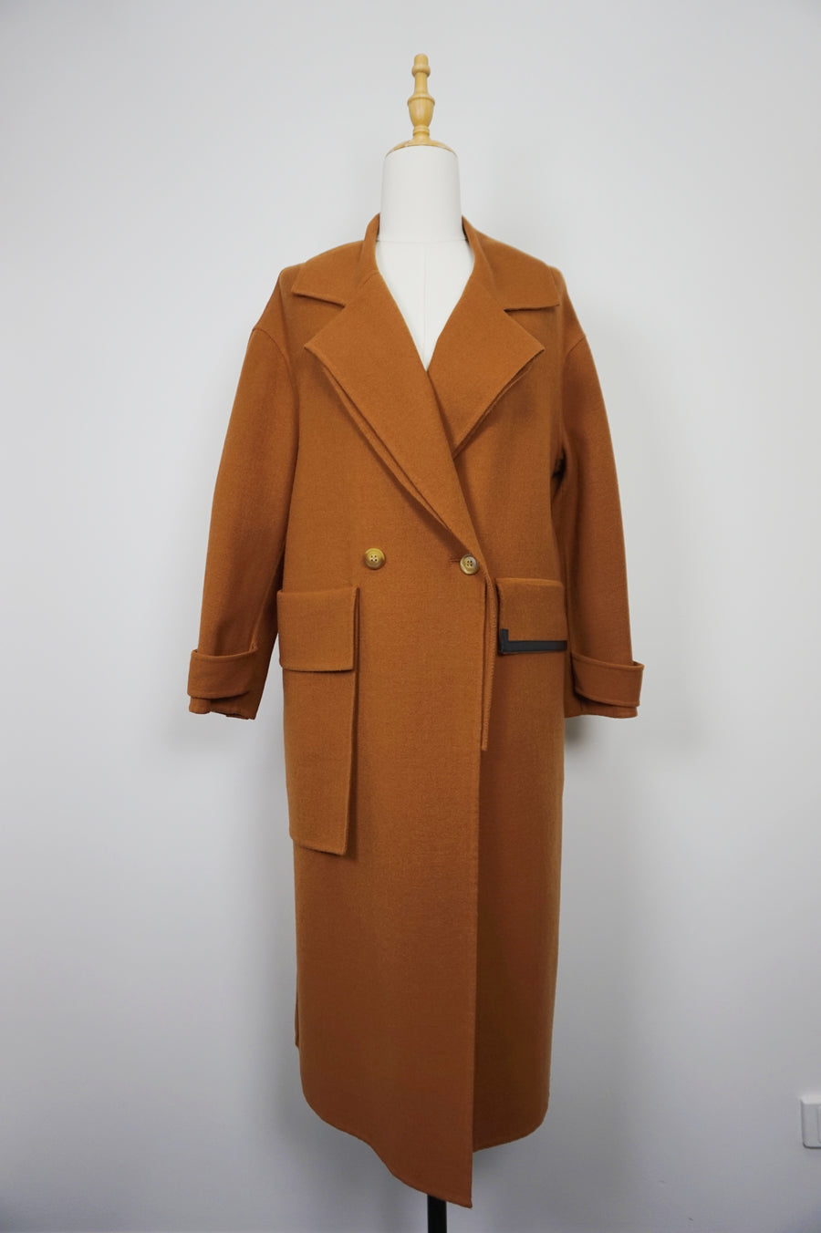 WTC-ZC057 Reddish Brown Casual Style 100% Wool Trench Coat