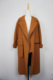 WTC-ZC057 Reddish Brown Casual Style 100% Wool Trench Coat