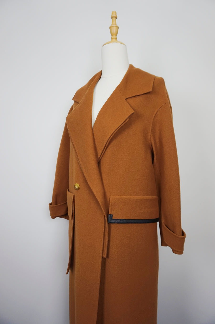 WTC-ZC057 Reddish Brown Casual Style 100% Wool Trench Coat