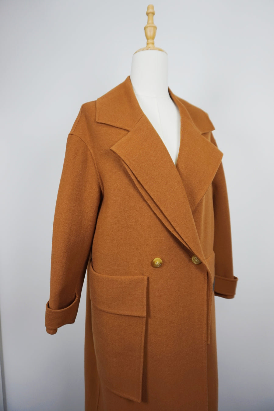 WTC-ZC057 Reddish Brown Casual Style 100% Wool Trench Coat