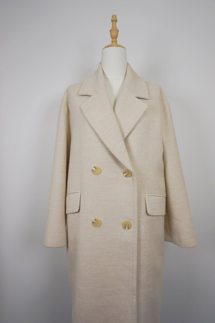 WTC-283413 Beige Casual Style Long Trench Coat