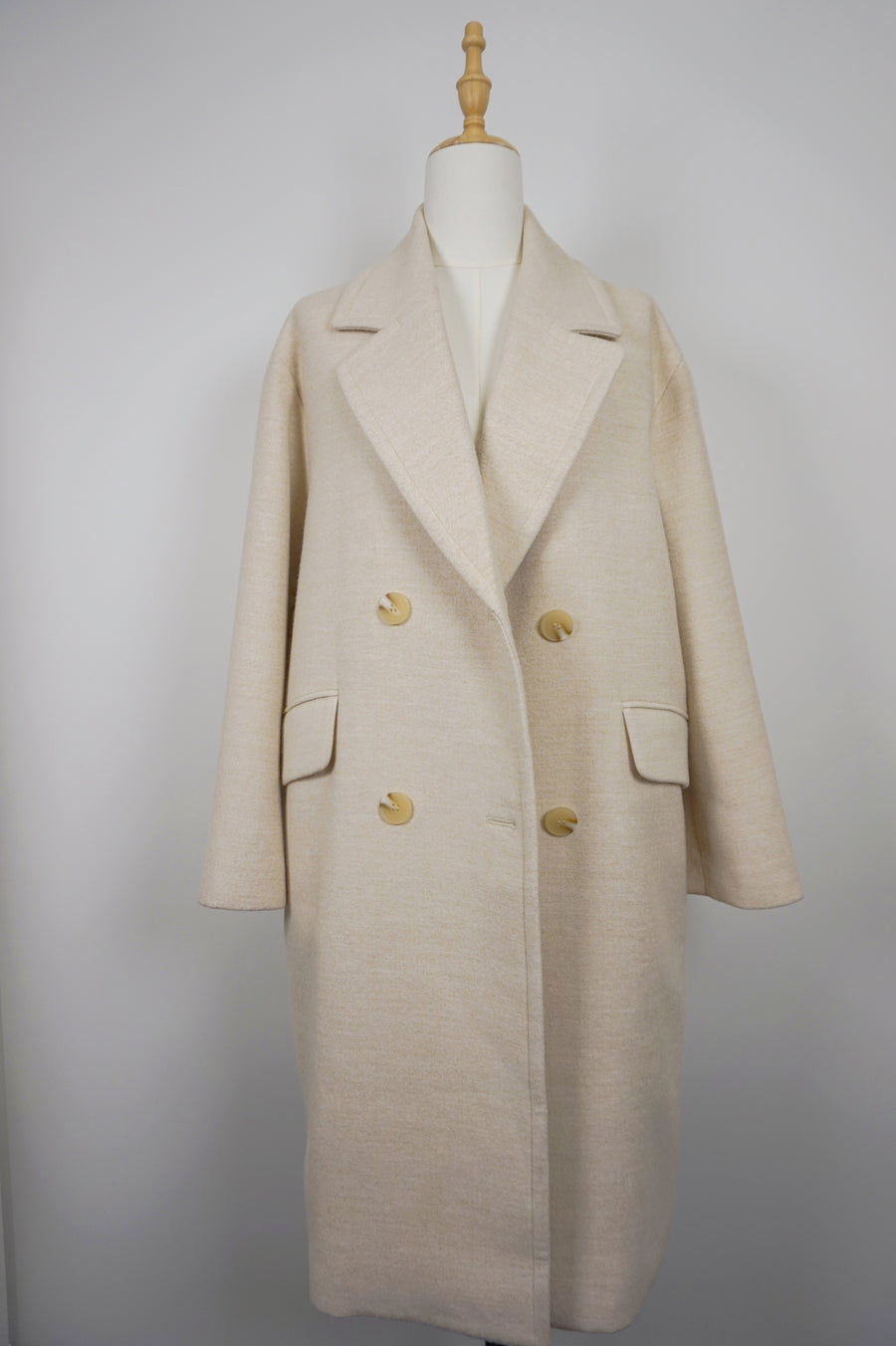 WTC-283413 Beige Casual Style Long Trench Coat