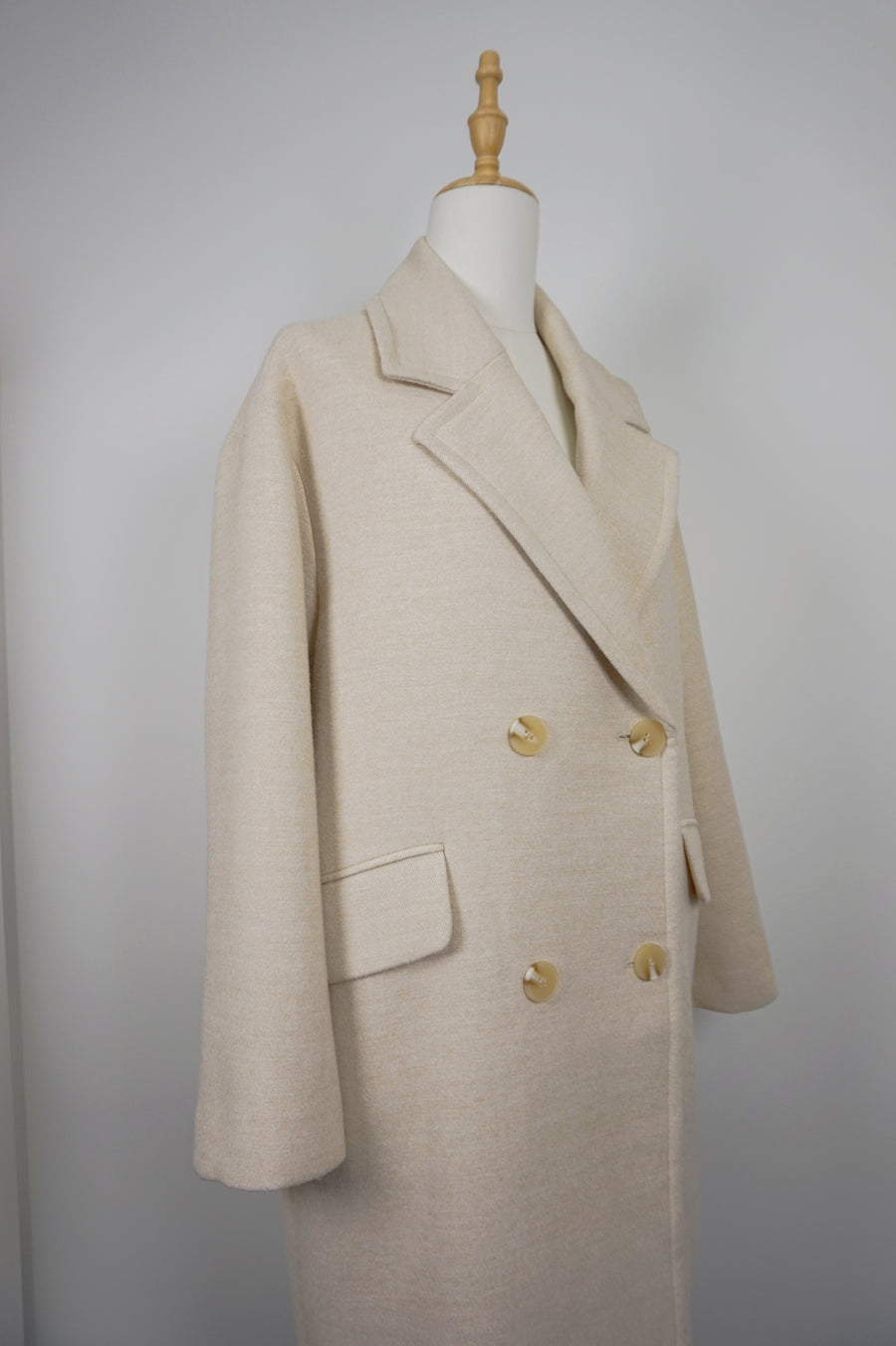 WTC-283413 Beige Casual Style Long Trench Coat