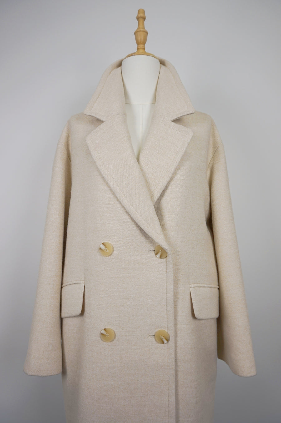 WTC-283413 Beige Casual Style Long Trench Coat
