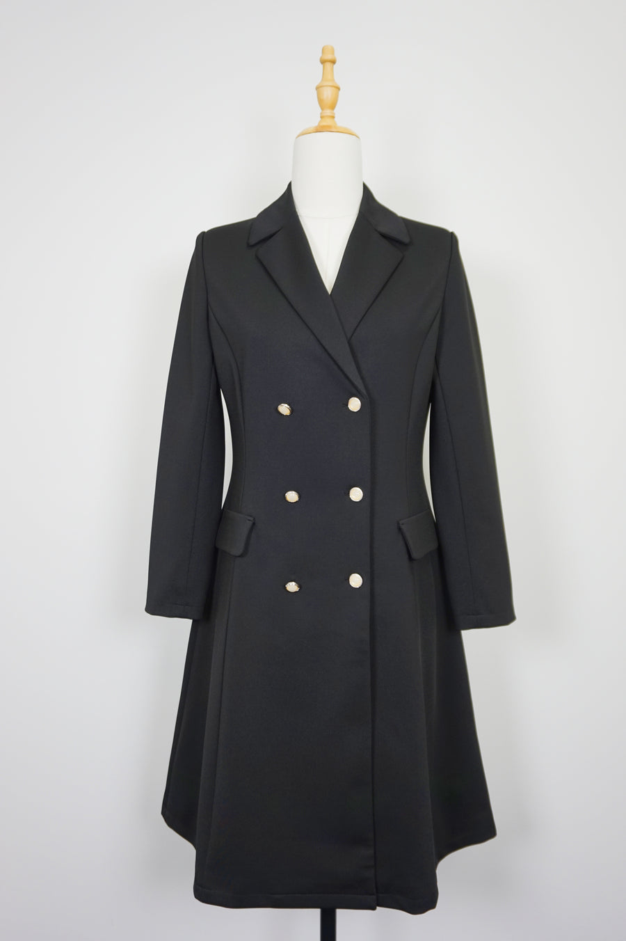 WTC-100JZ Black Elegant Style Long Trench Coat
