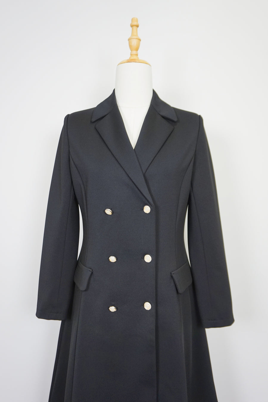 WTC-100JZ Black Elegant Style Long Trench Coat