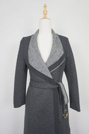WWC-10138 Dark Grey Herringbone Chic Style Wool Coat