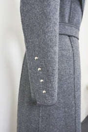 WWC-10138 Dark Grey Herringbone Chic Style Wool Coat