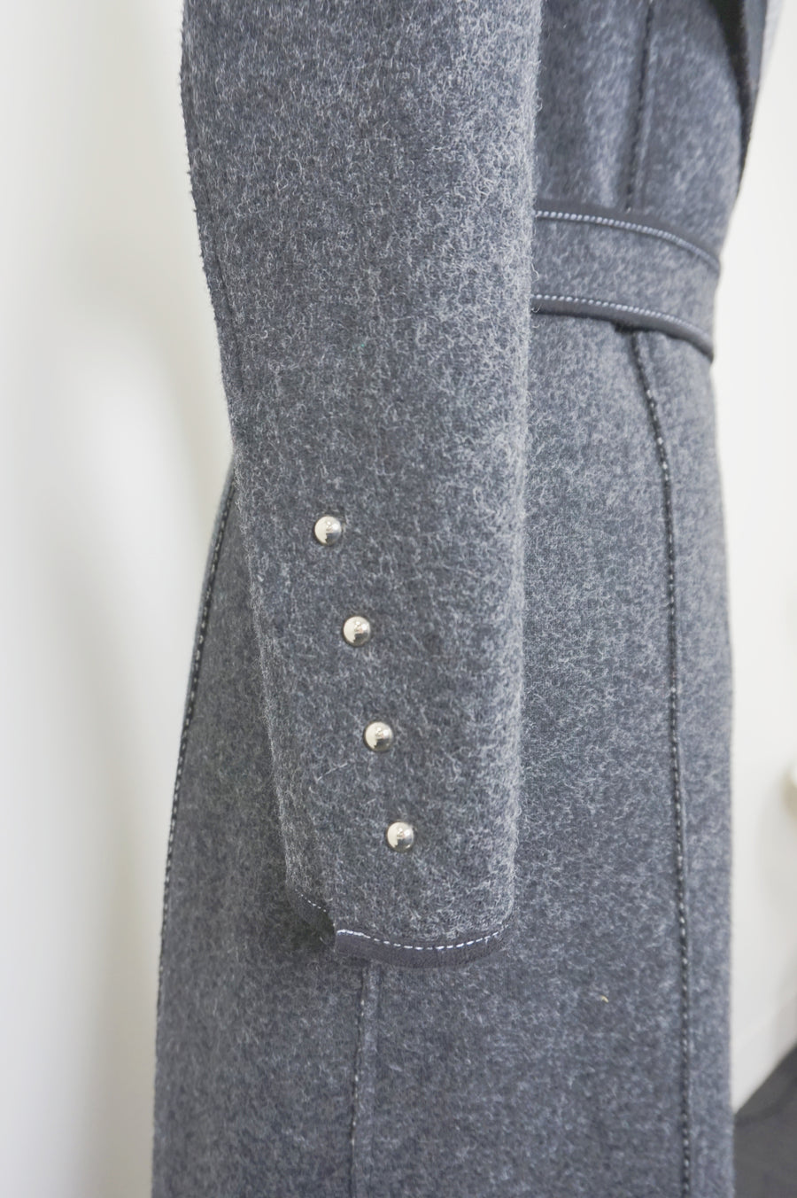 WWC-10138 Dark Grey Herringbone Chic Style Wool Coat
