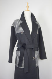 WWC-05789 Black & Check Business Style 100% Wool Coat