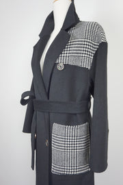 WWC-05789 Black & Check Business Style 100% Wool Coat
