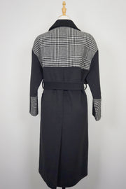 WWC-05789 Black & Check Business Style 100% Wool Coat