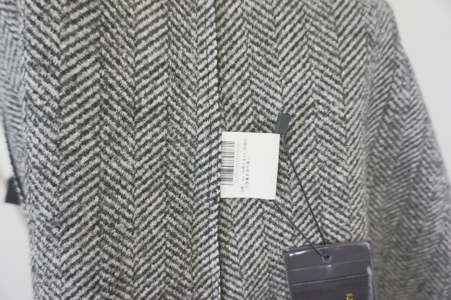 WWC-10138 Dark Grey Herringbone Chic Style Wool Coat