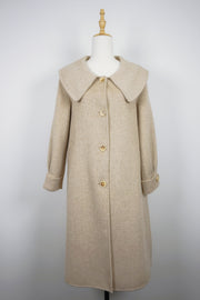 WCC-0812 Beige Luxury Style Long Cashmere Coat