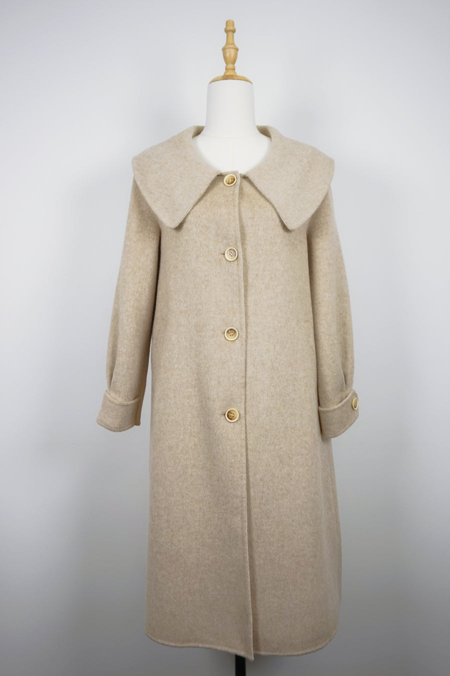 WCC-0812 Beige Luxury Style Long Cashmere Coat