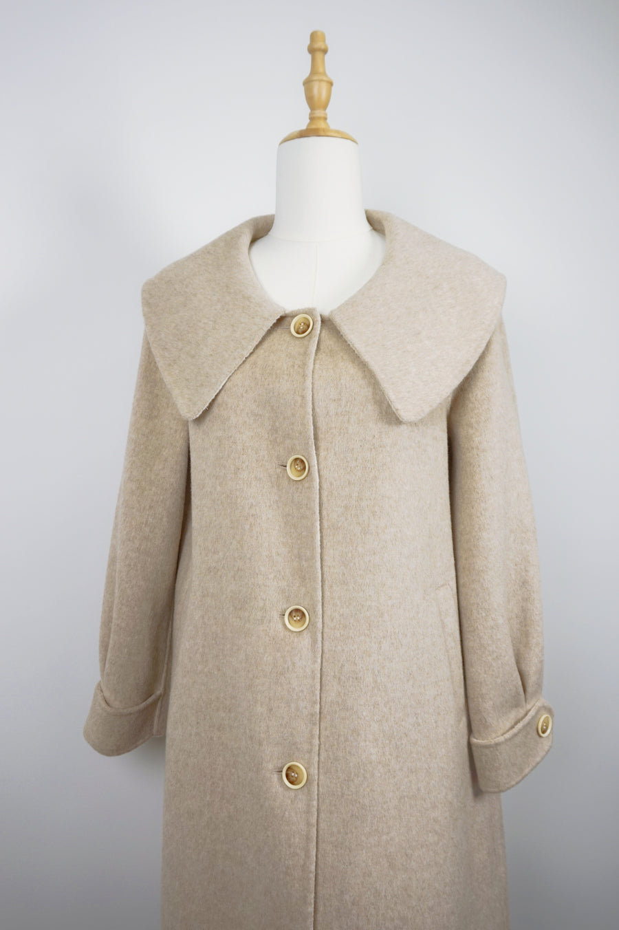 WCC-0812 Beige Luxury Style Long Cashmere Coat
