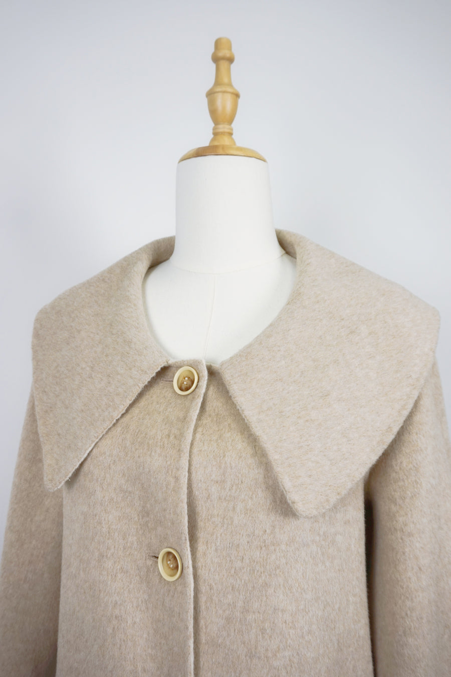 WCC-0812 Beige Luxury Style Long Cashmere Coat
