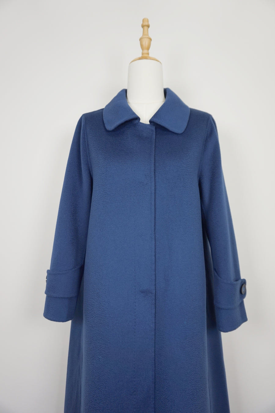 WWC-0722A Midnight Blue Elegant Style 100% Water Ripple Wool Coat