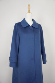 WWC-0722A Midnight Blue Elegant Style 100% Water Ripple Wool Coat