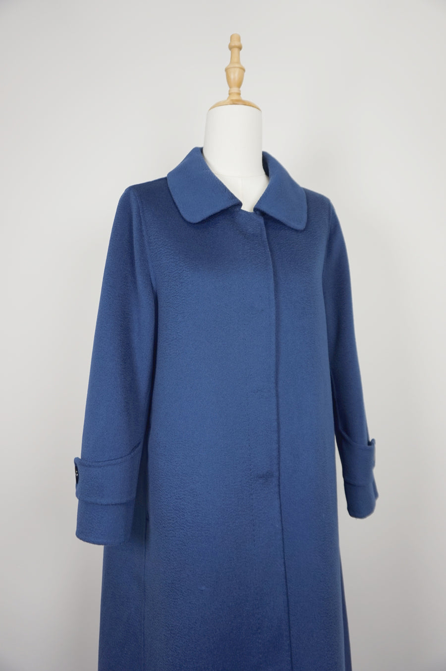 WWC-0722A Midnight Blue Elegant Style 100% Water Ripple Wool Coat