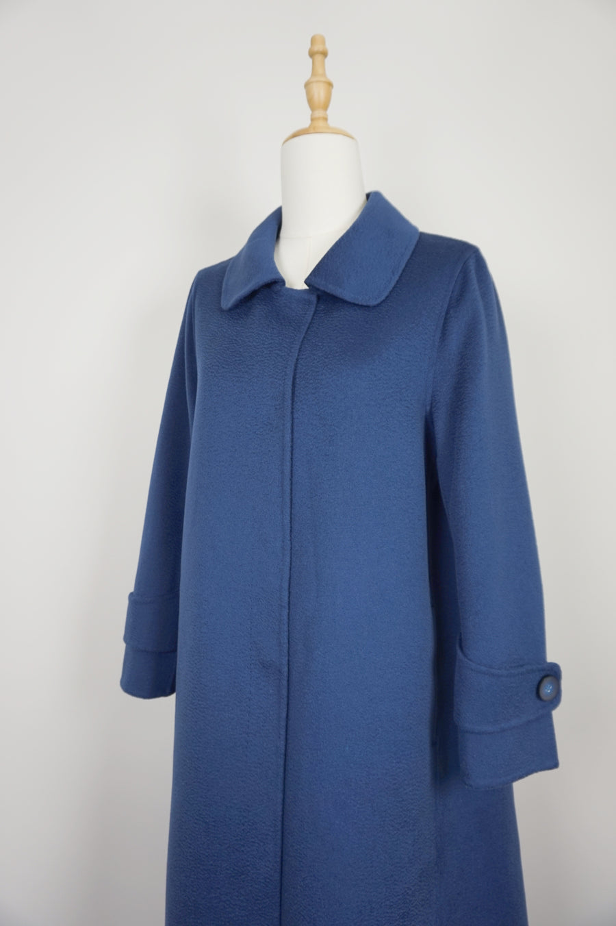 WWC-0722A Midnight Blue Elegant Style 100% Water Ripple Wool Coat