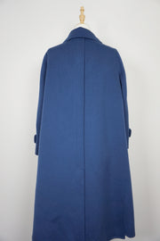 WWC-0722A Midnight Blue Elegant Style 100% Water Ripple Wool Coat