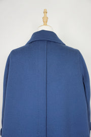 WWC-0722A Midnight Blue Elegant Style 100% Water Ripple Wool Coat