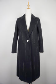 WWC-0722B Black Strip Business Style Pure Wool Coat