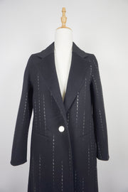 WWC-0722B Black Strip Business Style Pure Wool Coat