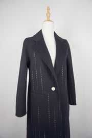 WWC-0722B Black Strip Business Style Pure Wool Coat