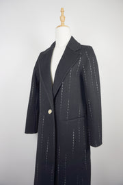 WWC-0722B Black Strip Business Style Pure Wool Coat