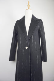 WWC-0722B Black Strip Business Style Pure Wool Coat