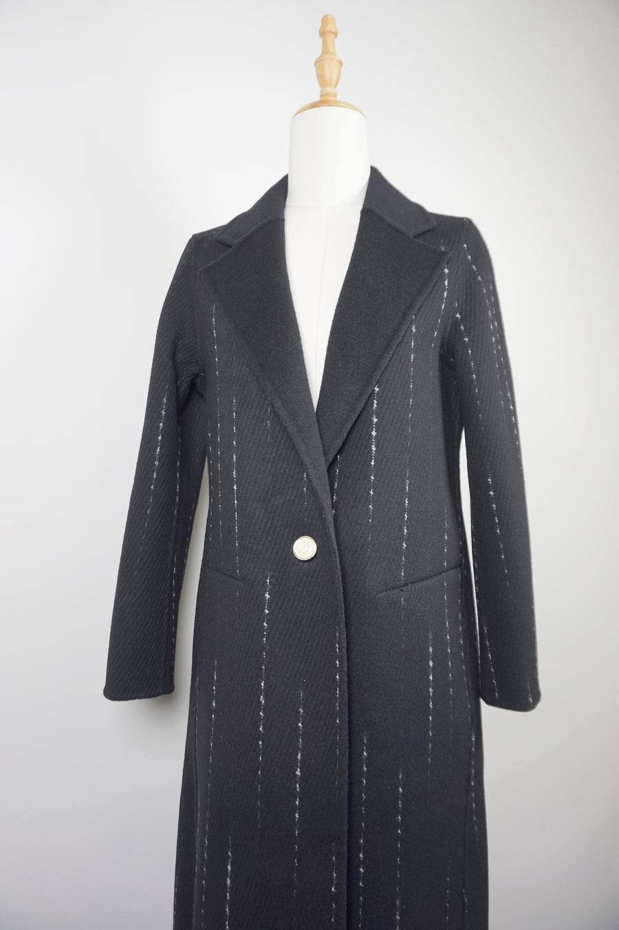 WWC-0722B Black Strip Business Style Pure Wool Coat