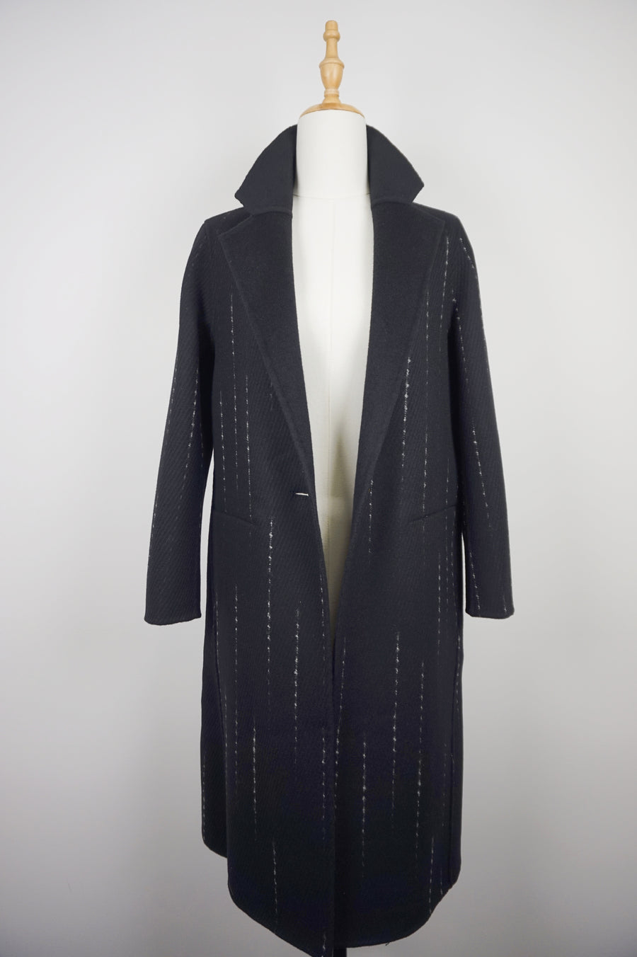 WWC-0722B Black Strip Business Style Pure Wool Coat
