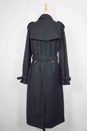 WTC-4236B Black Luxury Style Gold Button Waterproof Trench Coat