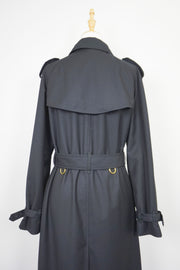 WTC-4236B Black Luxury Style Gold Button Waterproof Trench Coat