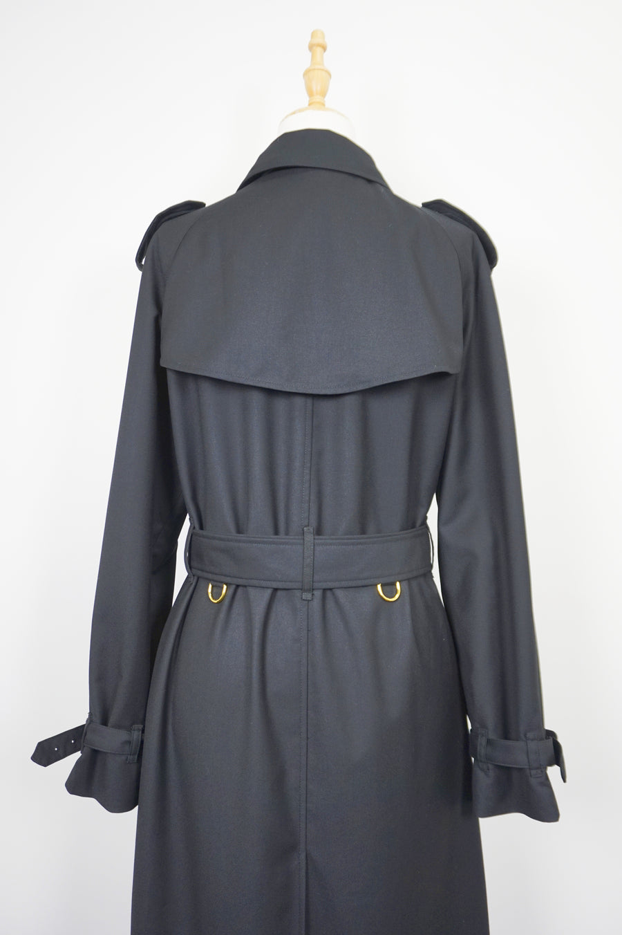WTC-4236B Black Luxury Style Gold Button Waterproof Trench Coat