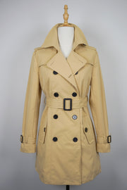 WTC-JW8702 Khaki Preppy Style Double-Breasted Short Trench Coat