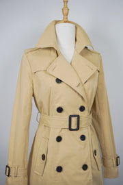 WTC-JW8702 Khaki Preppy Style Double-Breasted Short Trench Coat