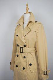 WTC-JW8702 Khaki Preppy Style Double-Breasted Short Trench Coat
